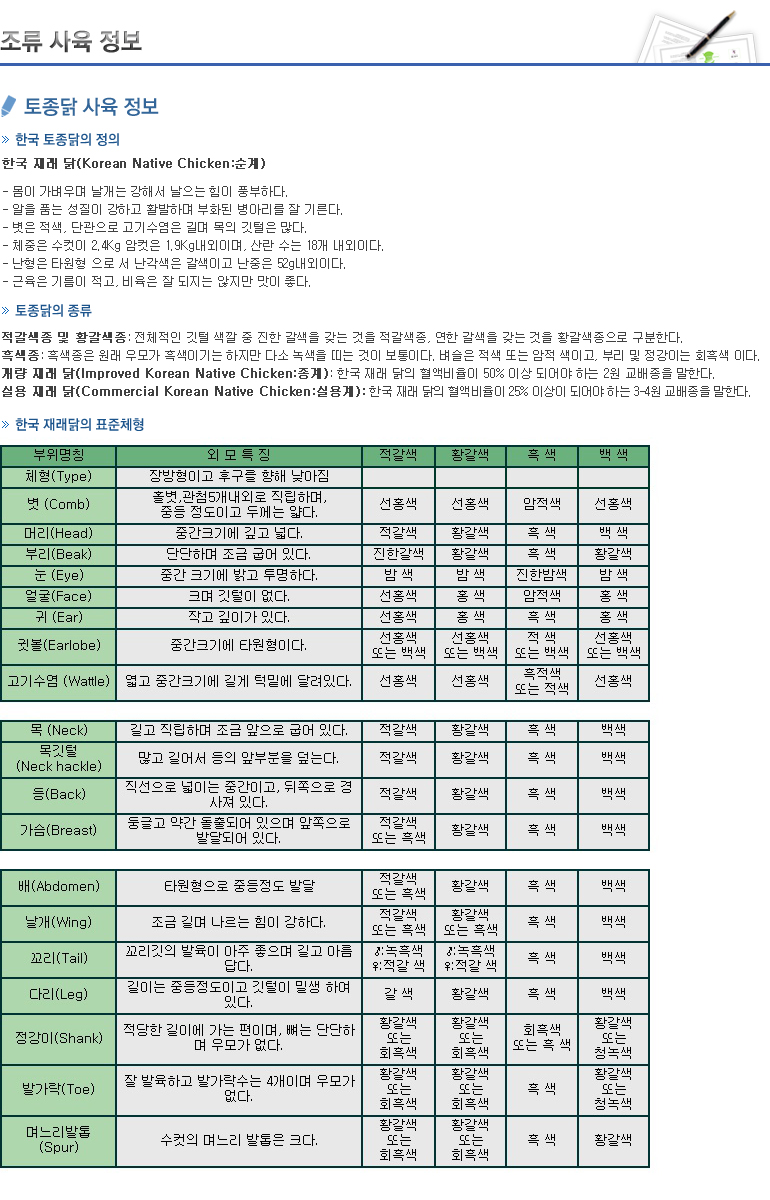 토종닭 사육 정보